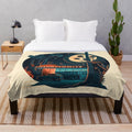 Vintage-inspired plush blanket with detailed line art illustration of the iconic Arclight Cinema in Los Angeles