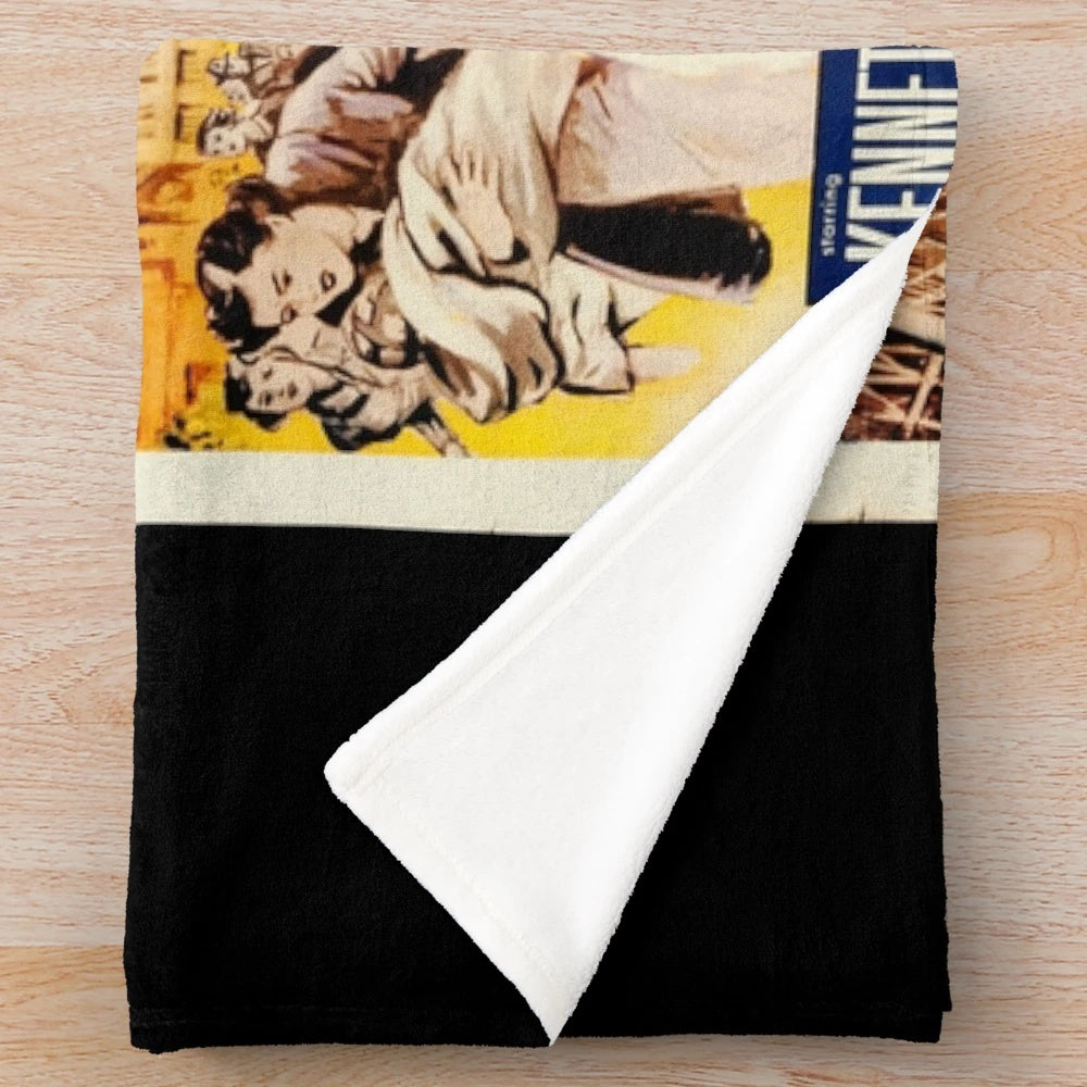 Vintage-styled plush blanket featuring the movie poster for the classic 1950s horror film "It Came From Beneath the Sea