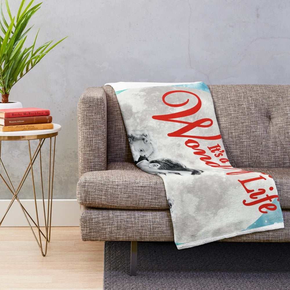 Vintage-Inspired Its a Wonderful Life Christmas Plush Blanket