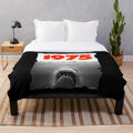 Jaws 1975 fan art plush blanket with vintage movie-inspired design