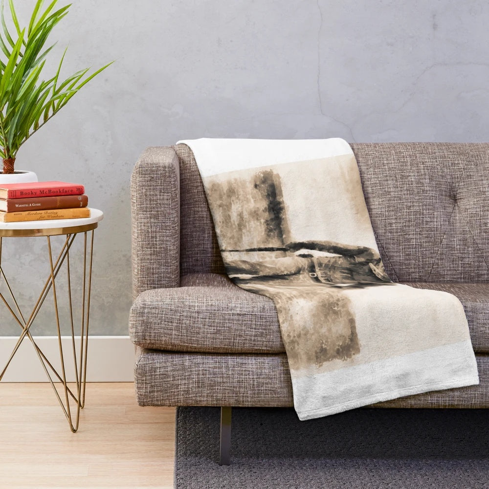 John Wayne Plush Blanket with Vintage Western Motif