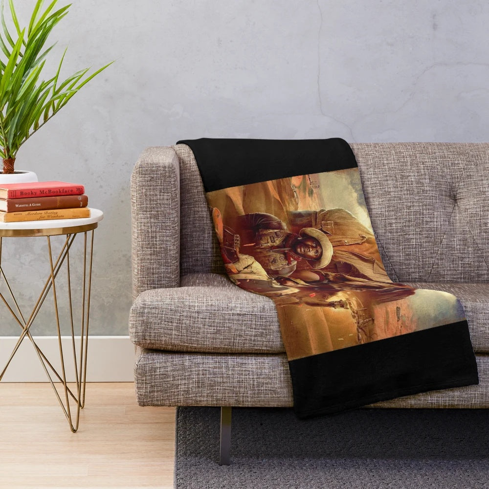 Jumanji movie-inspired plush blanket with jungle animals and Robin Williams design