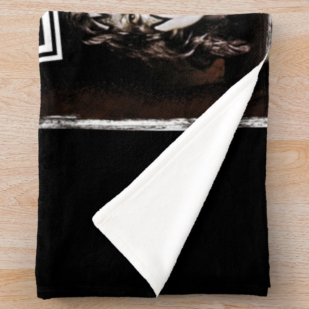 Vintage-inspired plush blanket featuring the iconic KISS band logo and artwork