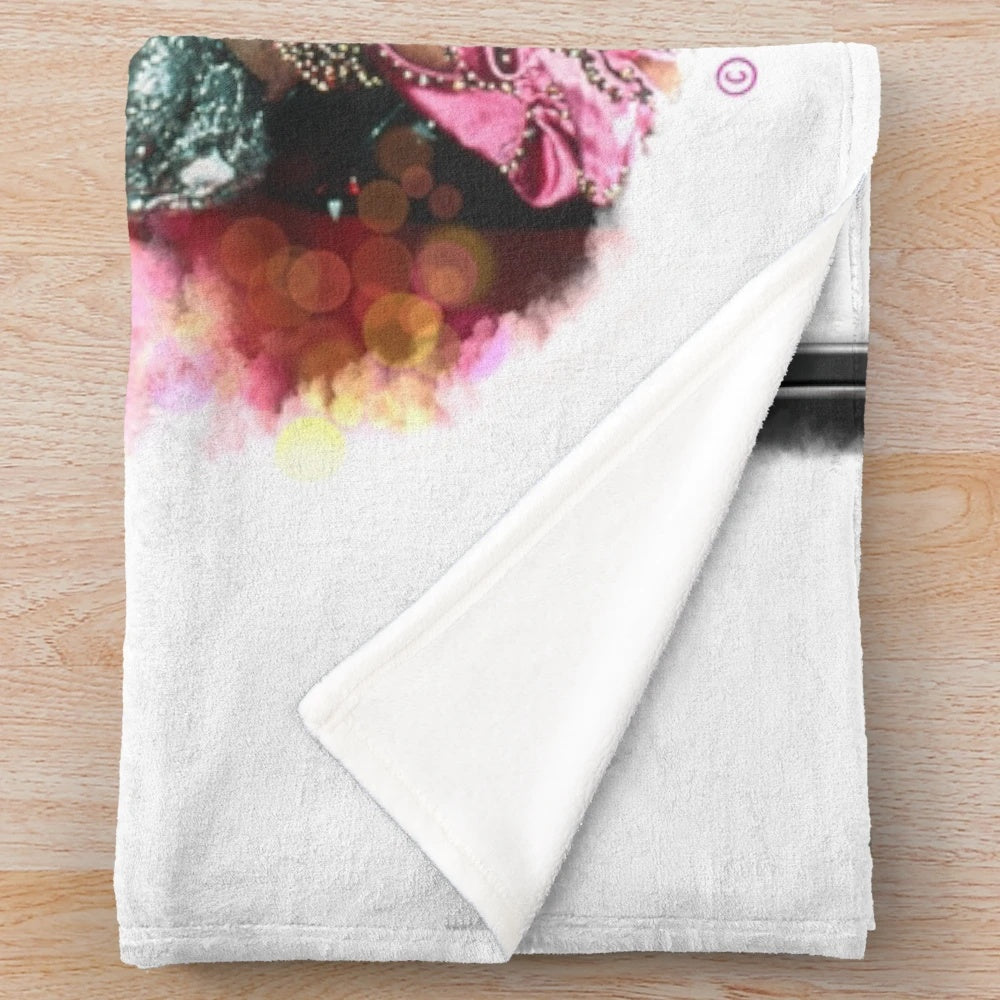 Vintage-inspired Kiss fan art plush blanket featuring the iconic Kiss band logo and design