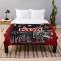 Vintage inspired KISS rock band plush blanket