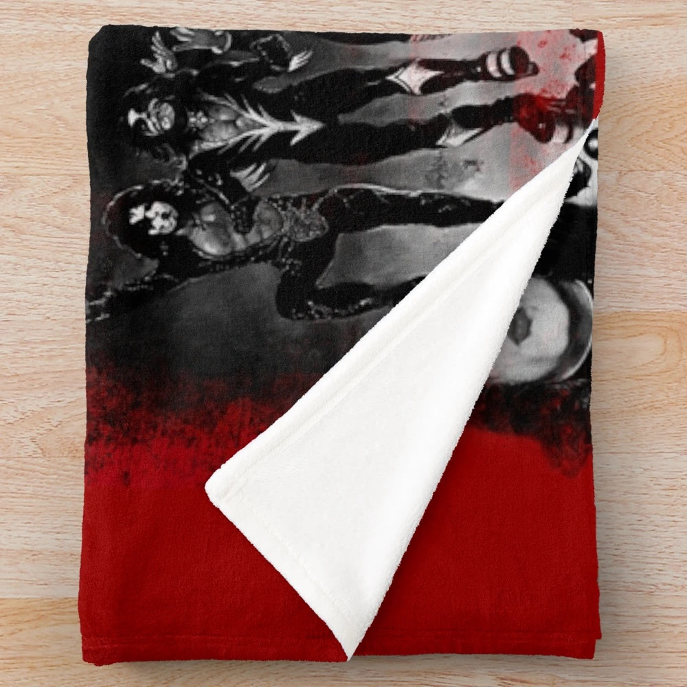 Vintage inspired KISS rock band plush blanket