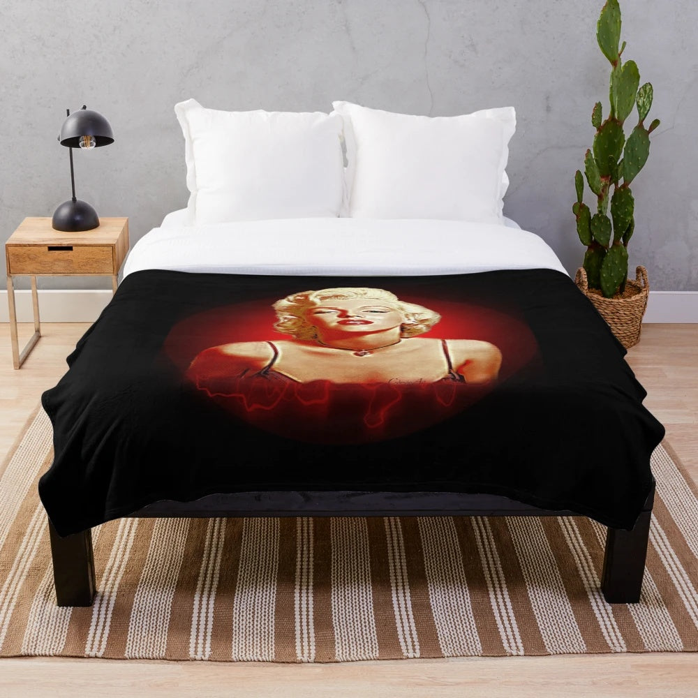 Vintage-inspired plush blanket featuring the iconic image of Marilyn Monroe