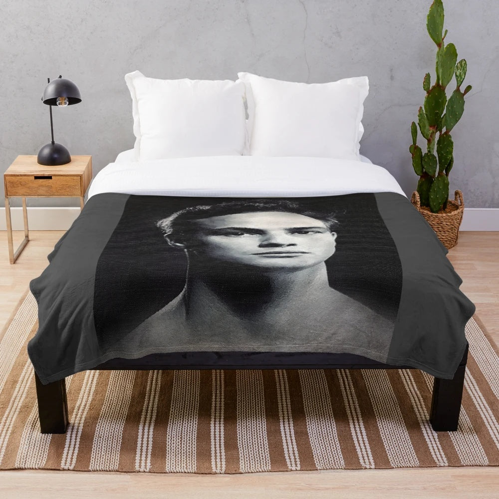 Marlon Brando portrait plush blanket featuring a vintage-inspired art design