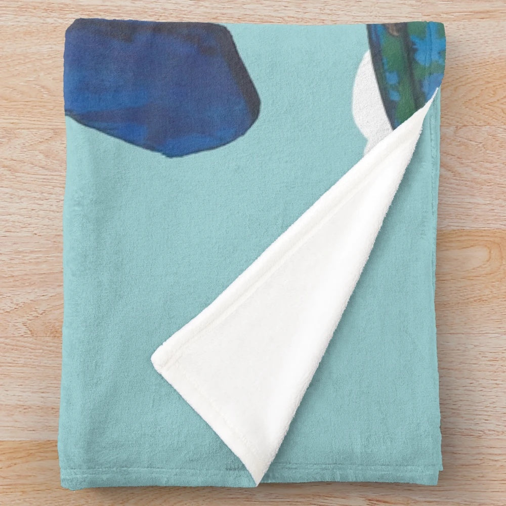 Vintage-inspired Mary Poppins plush blanket featuring the iconic parrot umbrella and Julie Andrews