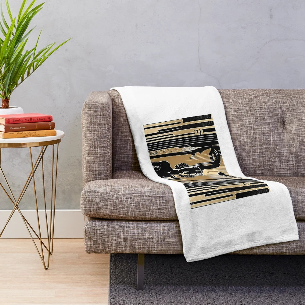 Metropolis Plush Blanket with Vintage Movie Poster Inspired Design