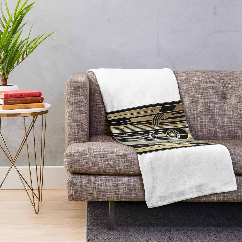 Metropolis plush blanket featuring vintage science fiction movie inspired design
