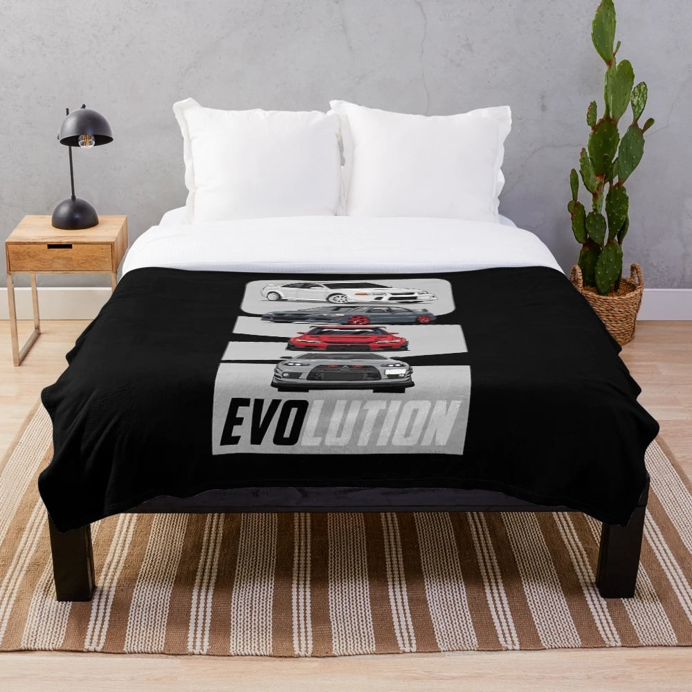 Vintage-Inspired Mitsubishi Lancer Evo Plush Blanket