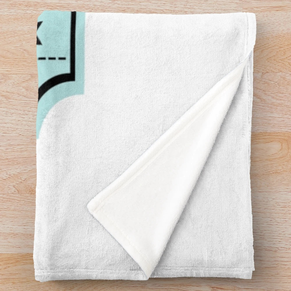 Vintage movie ticket-themed plush blanket