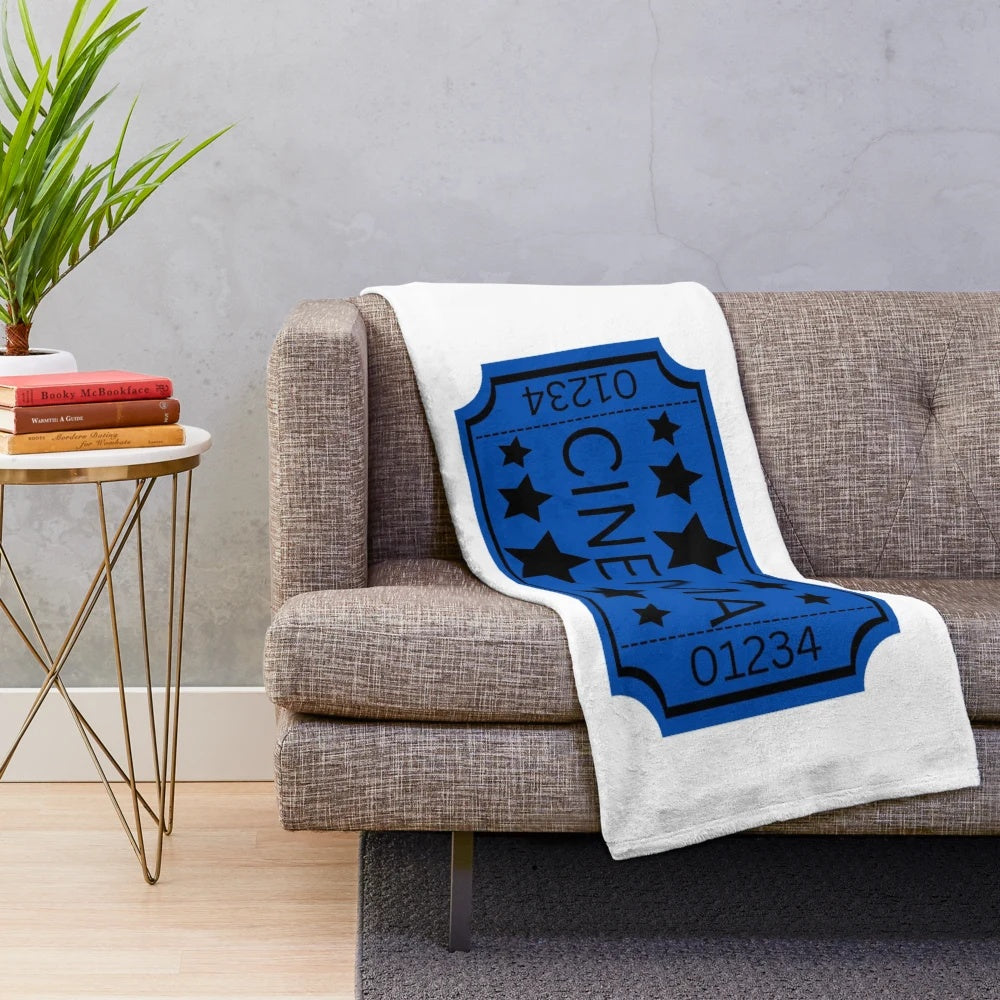 Vintage-inspired movie ticket plush throw blanket