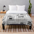 Soft and Cozy Vintage Newspaper Print Plush Blanket
