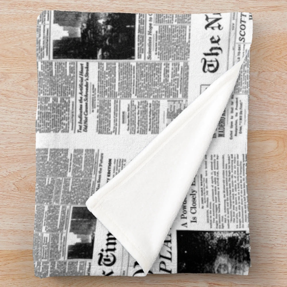Soft and Cozy Vintage Newspaper Print Plush Blanket