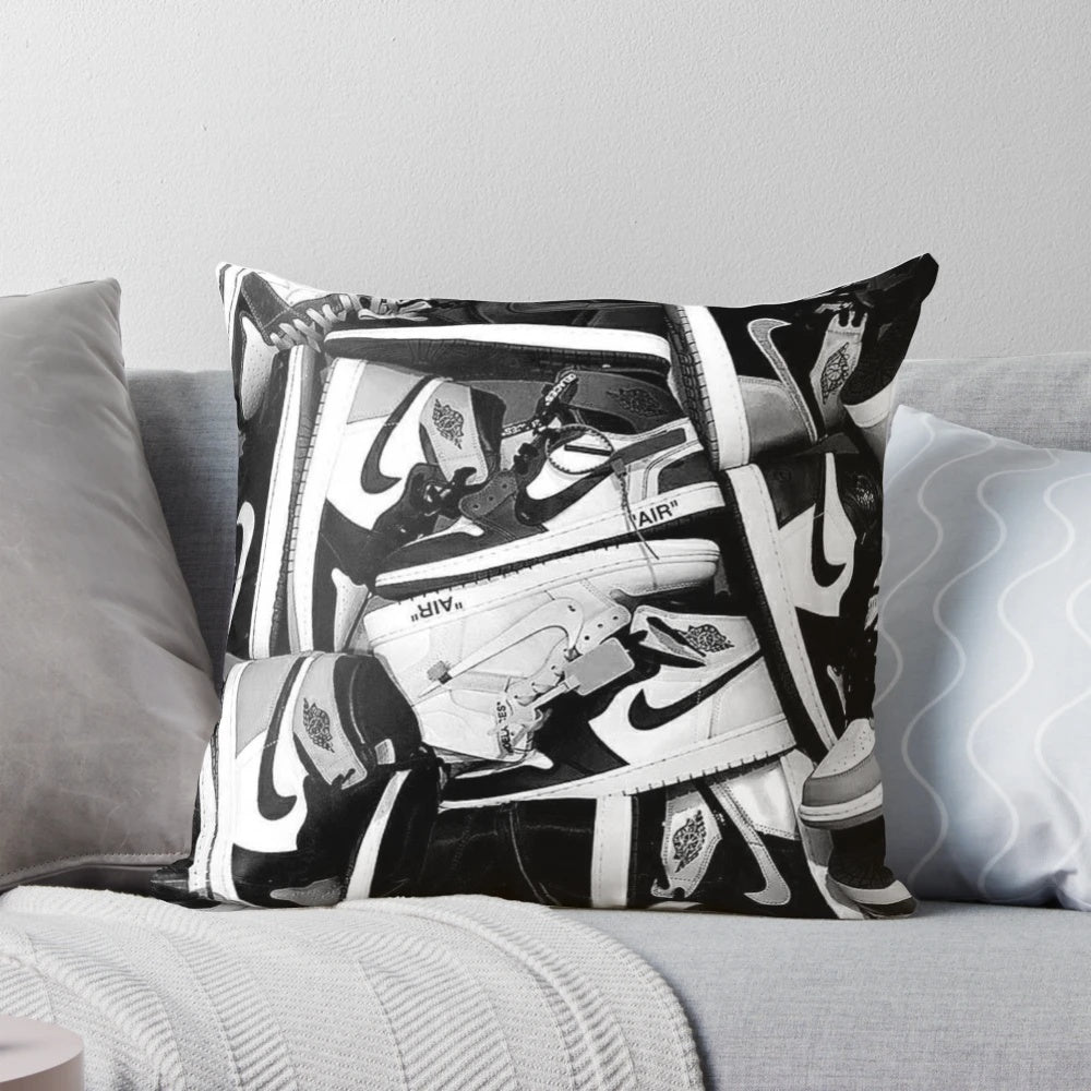 Vintage-inspired Nike Retro 1 sneaker design art print pillow