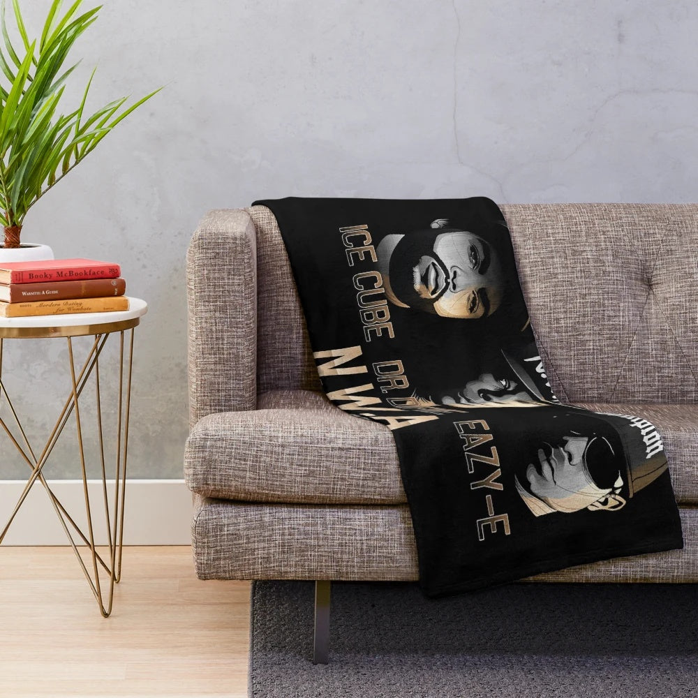 NWA Plush Blanket with Vintage-Inspired Black and White Design