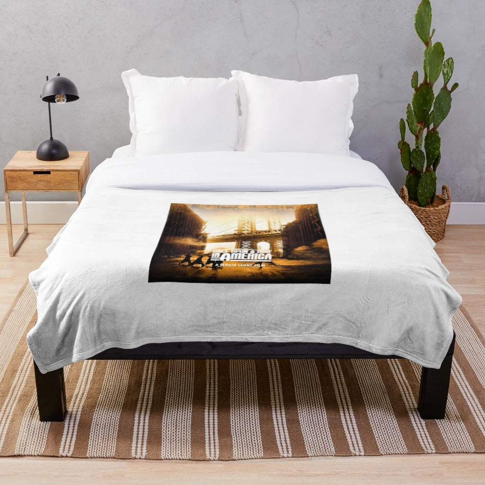 Vintage-inspired "Once Upon a Time in America" plush blanket for movie fans
