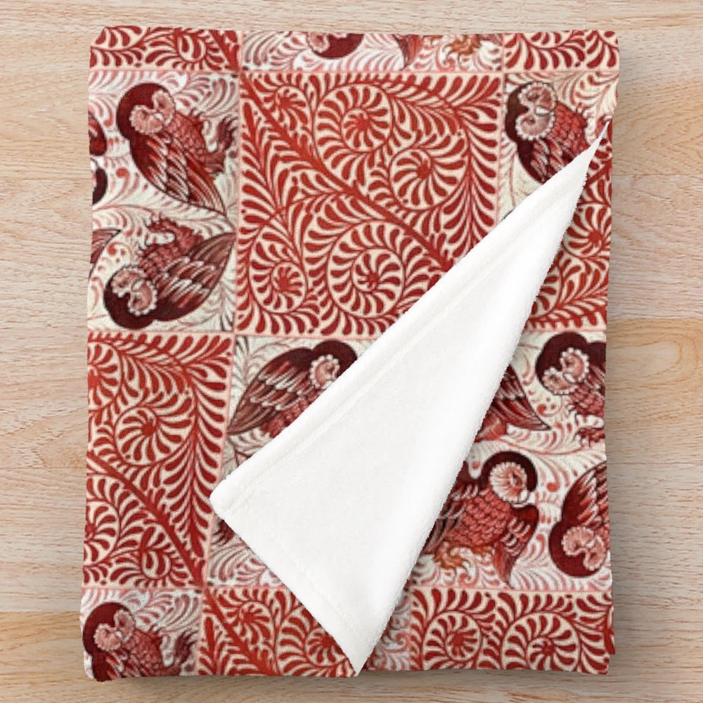 Vintage-inspired owl pattern plush blanket