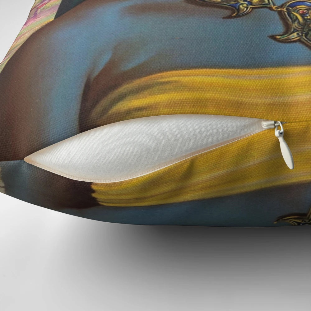 Vintage-style painting pillow featuring an African fashion illustration