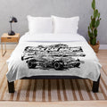 Plush blanket featuring the evolution of BriSCA F1 stock car racing, showcasing the heritage and legacy of this motorsport