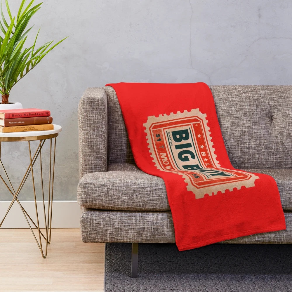 Vintage-style plush blanket featuring a retro cinema ticket design