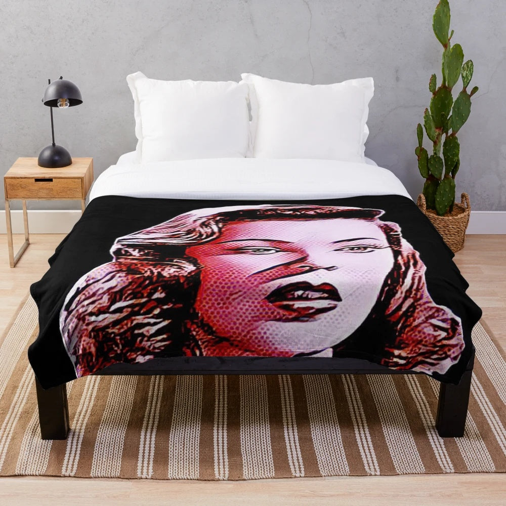 Soft and cozy vintage-inspired plush blanket with a classic cinema character design