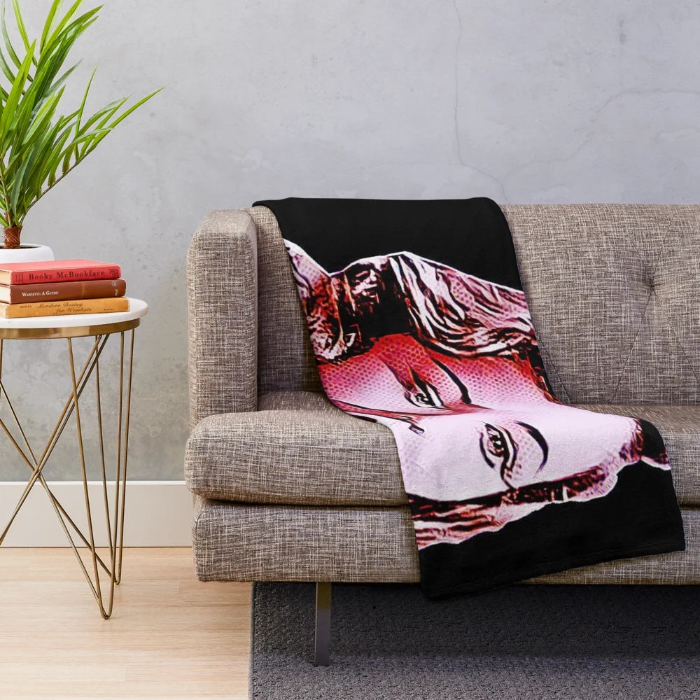 Soft and cozy vintage-inspired plush blanket with a classic cinema character design
