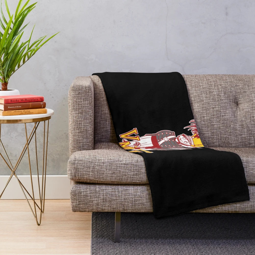 Vintage-inspired plush blanket with college logo