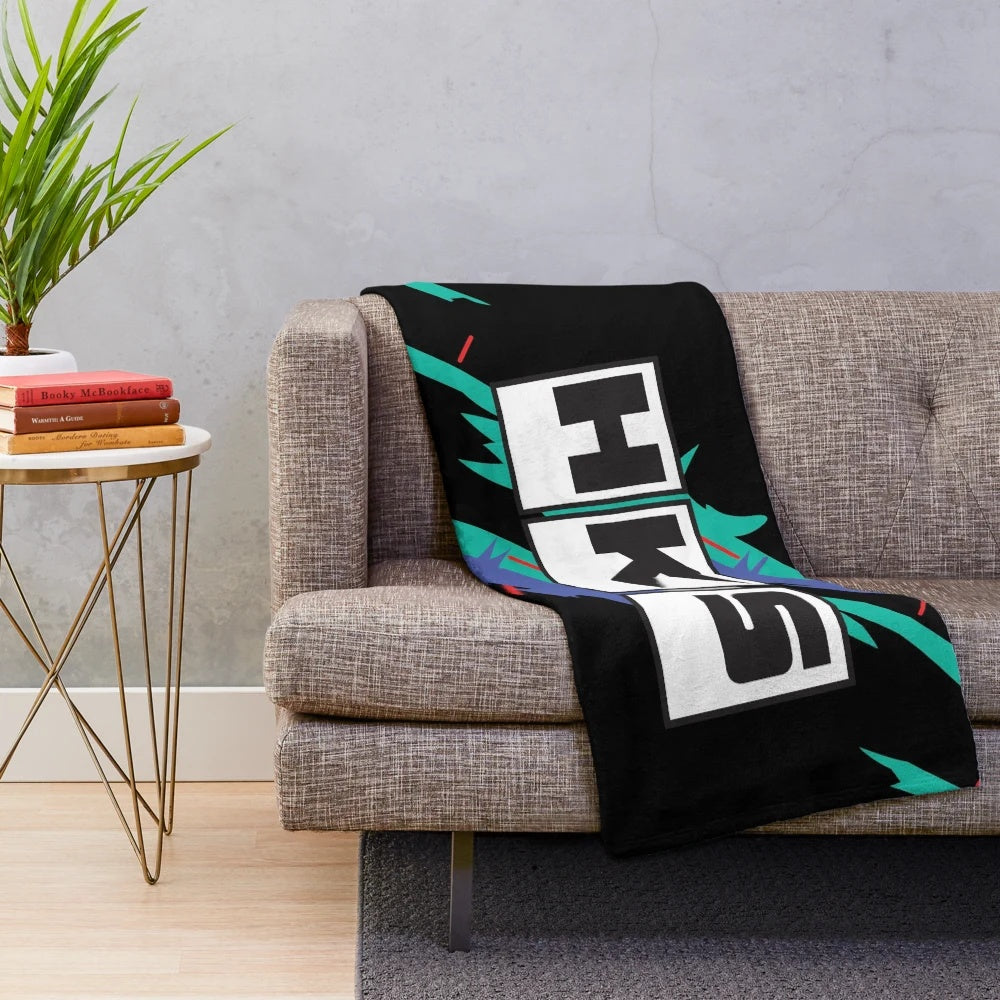 Vintage-inspired plush blanket with Japanese car graphics