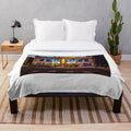 Retro plush blanket featuring classic cinema motifs