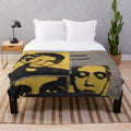Vintage-inspired plush blanket with grunge music album cover design