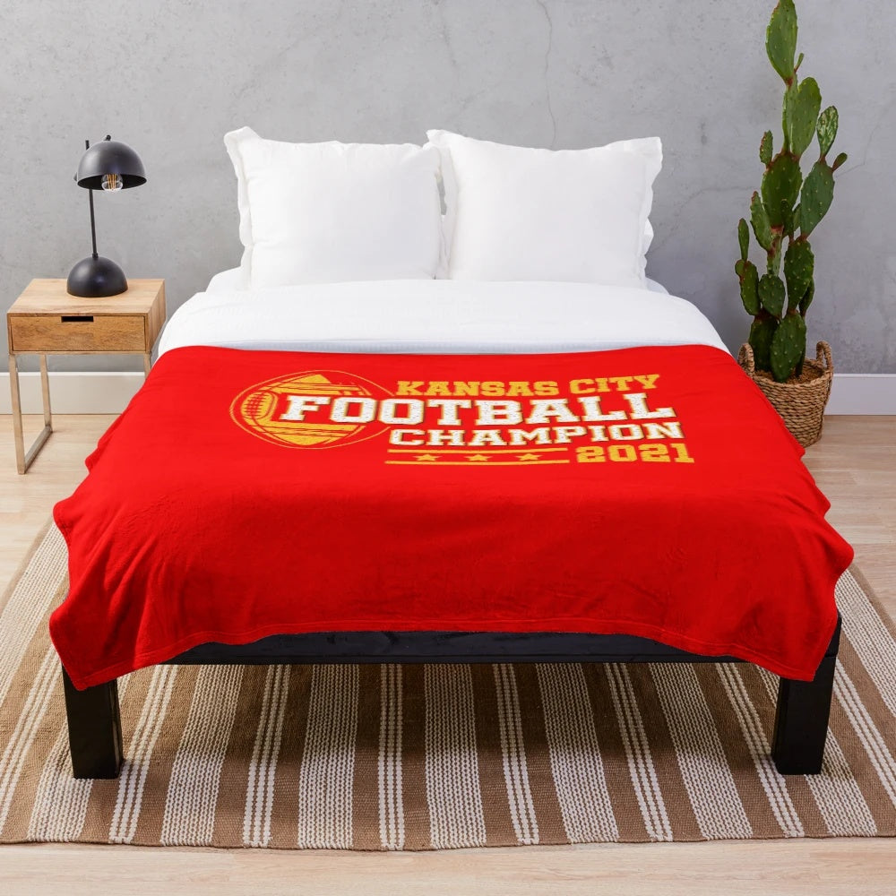Vintage-inspired plush blanket featuring the Kansas City football team