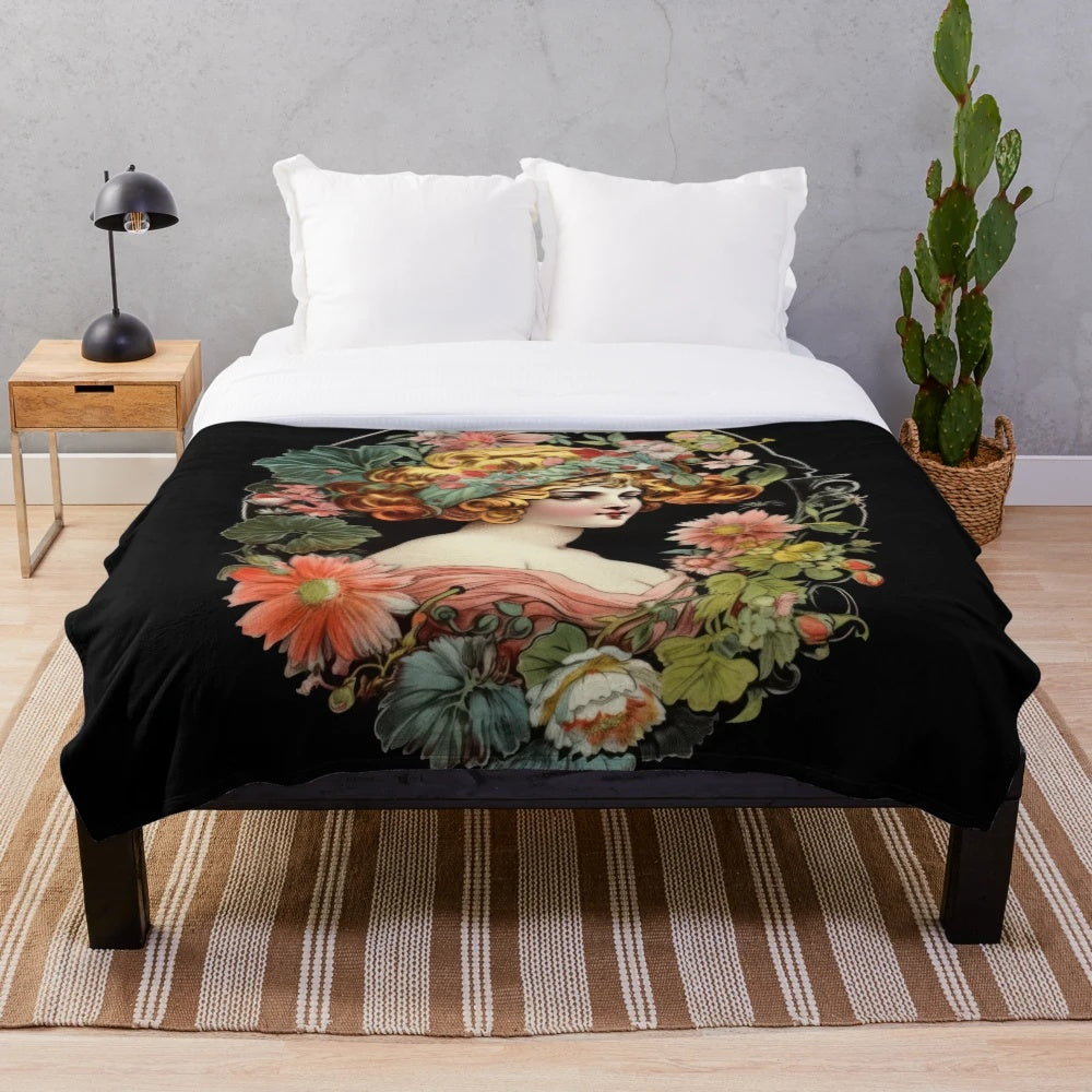 Vintage-inspired plush blanket featuring classic movie artwork