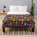 Vintage-inspired plush blanket featuring defunct railroad and railway logos