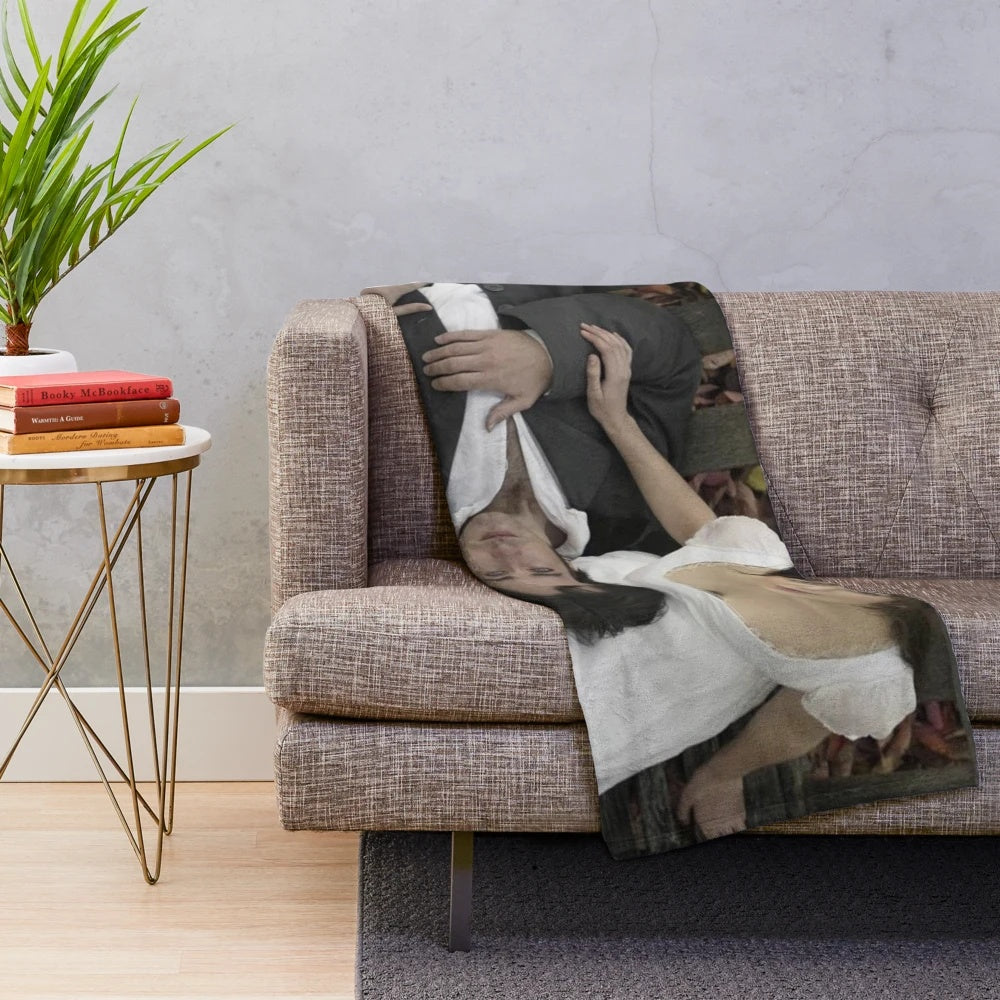 Cozy plush blanket featuring the iconic characters from the 2005 film adaptation of Pride and Prejudice