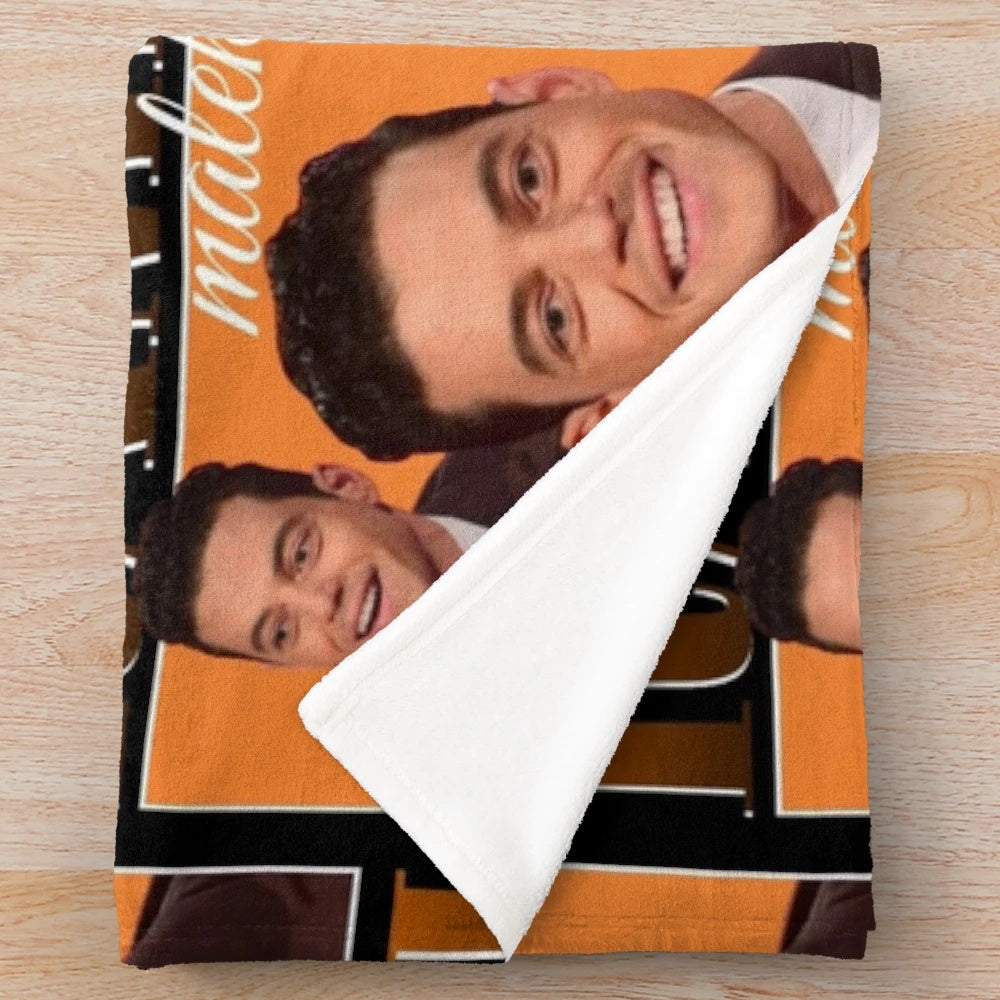 Vintage style plush blanket featuring Rami Malek, the actor from Bohemian Rhapsody and Mr. Robot