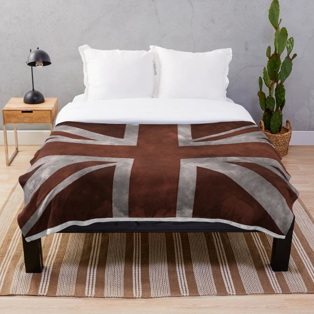 Red distressed union jack plush blanket