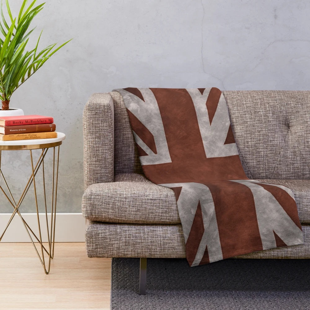 Red distressed union jack plush blanket