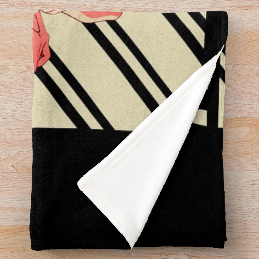 Rei Ayanami plush blanket with vintage-style art from the Evangelion anime series