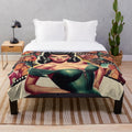 Vintage-inspired retro cinema plush blanket featuring a glamorous pin-up style design