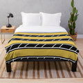 Retro-style plush blanket in black and yellow with classic motorcycle graphics