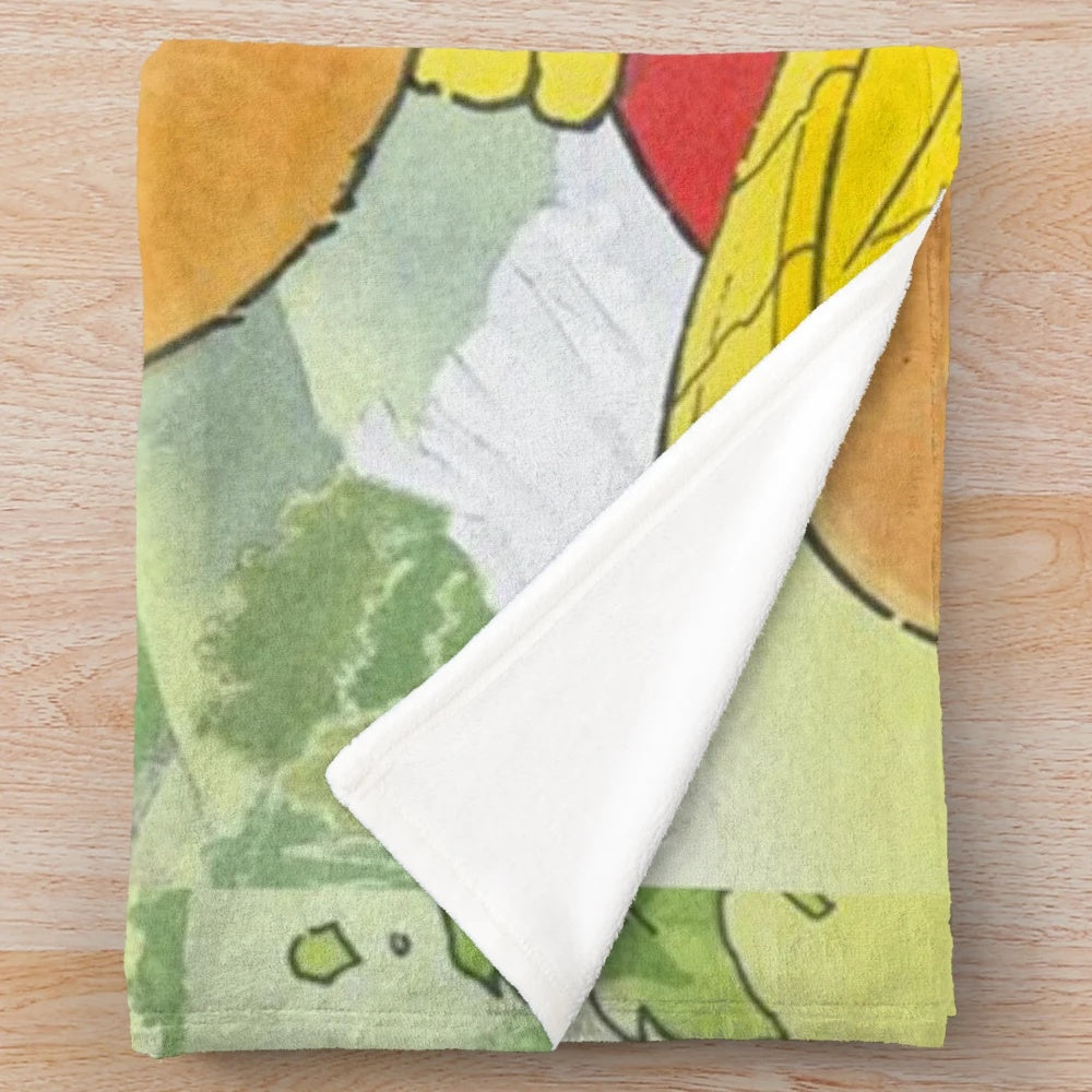 Vintage-style Rupert Bear plush blanket with classic cartoon design