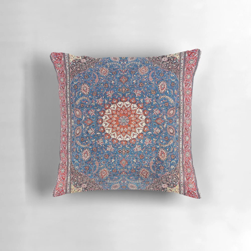 Vintage-inspired Sarouk Persian rug floral pattern decorative throw pillow