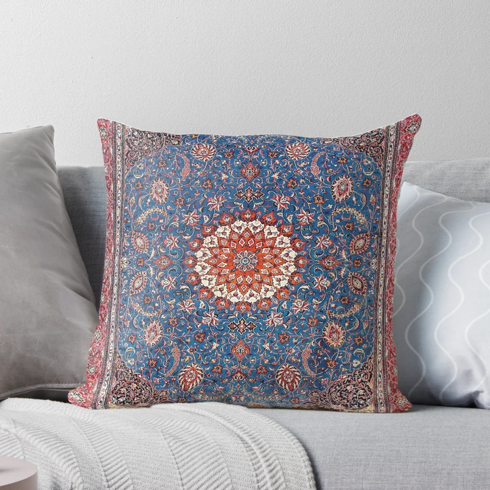 Vintage-inspired Sarouk Persian rug floral pattern decorative throw pillow