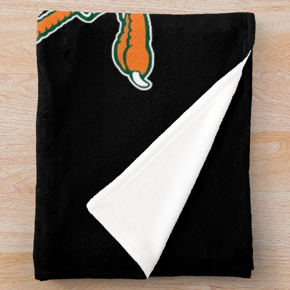 Vintage-inspired plush blanket featuring the Sebastian mascot of the University of Miami