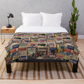 Sherlock Holmes-themed plush blanket featuring vintage magazine designs
