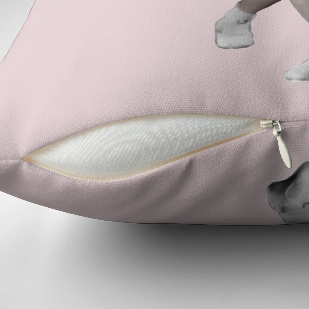 Shirley Temple Frills Pillow in pink and blue with frilly design and vintage movie star appeal