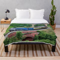 Vintage steam locomotive-themed plush blanket featuring Sir Nigel Gresley design